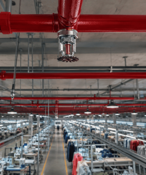 Fire sprinkler system in an industrial building