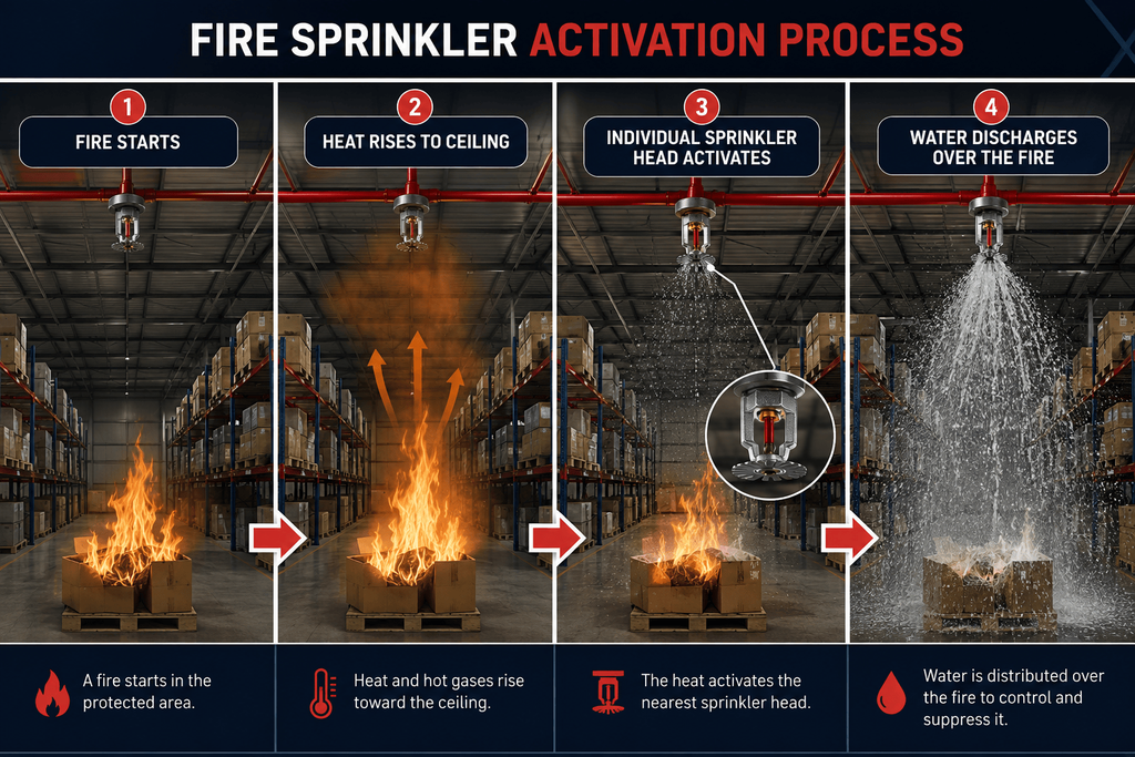 How a fire sprinkler system works